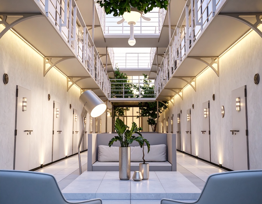Het Arresthuisの外観と内部 - 元刑務所の特徴を生かした豪華ホテル